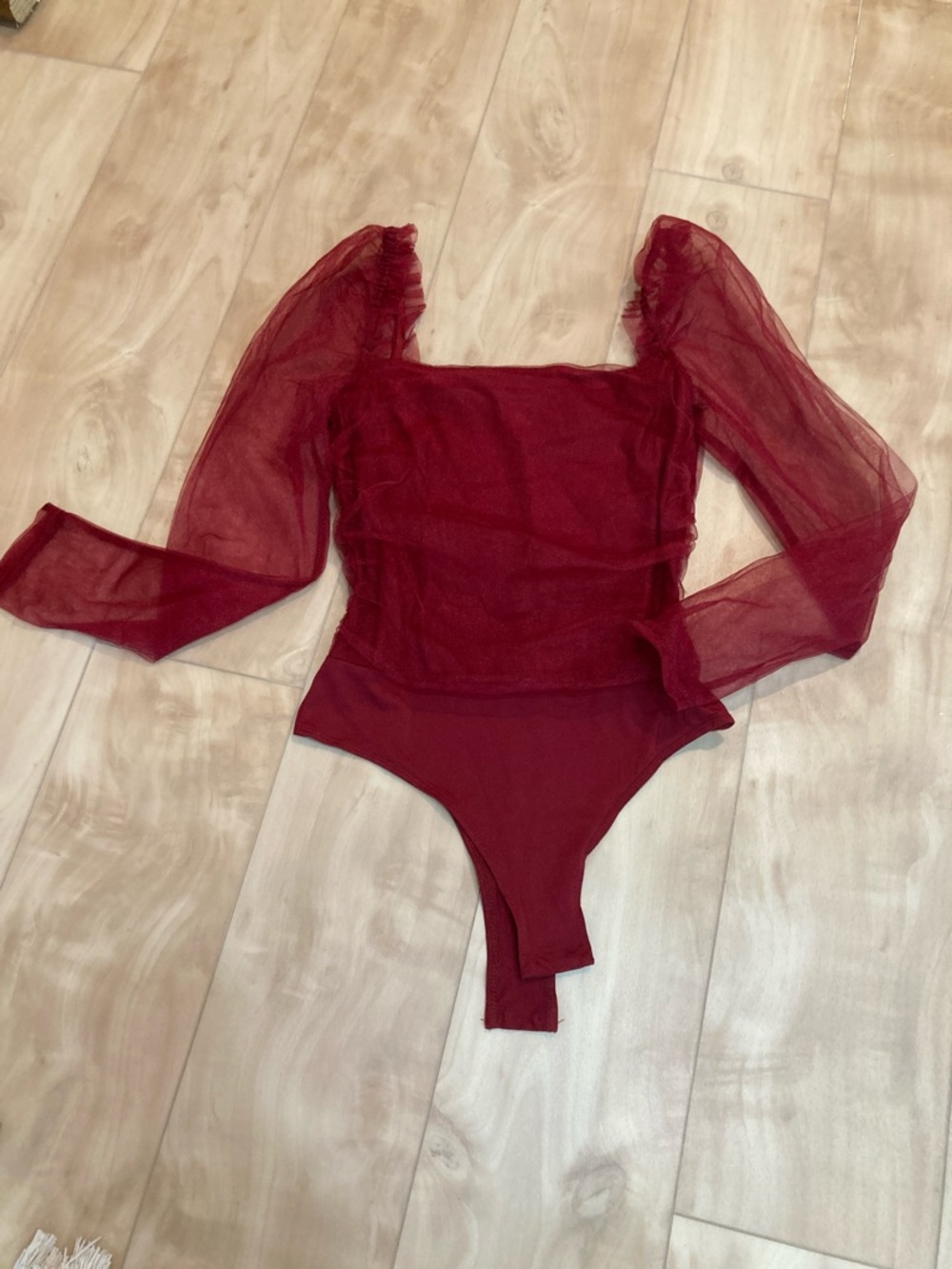 Lulus “dare to be you” tulle ruched bodysuit